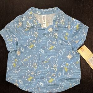 NWT Cherokee Maps Shirt Sz 6-9 Mo